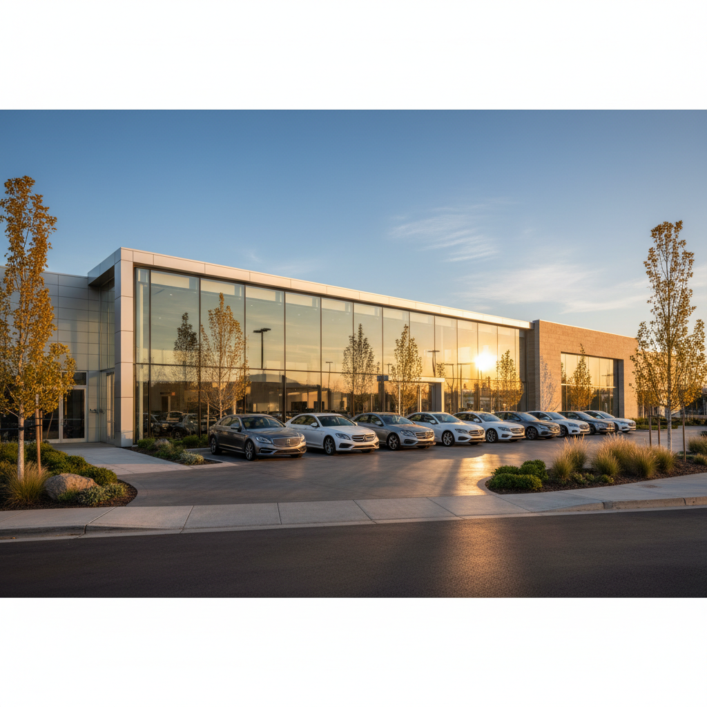 Modern car dealership exterior